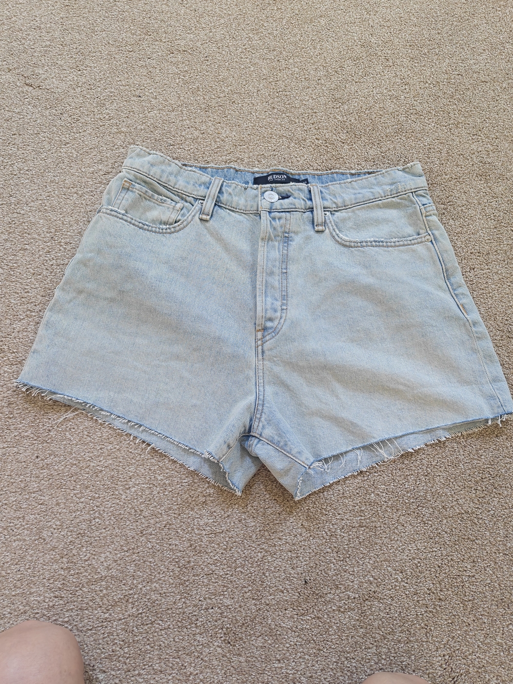 High-Rise Light Wash Denim Shorts